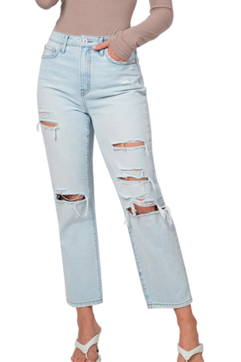 ZCropped Destroyed Light Jeans