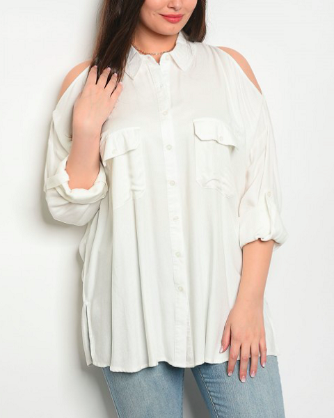 Ivory Cold Shoulder Shirt