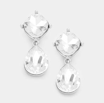 Crystal Teardrop Earrings - Clear Bling