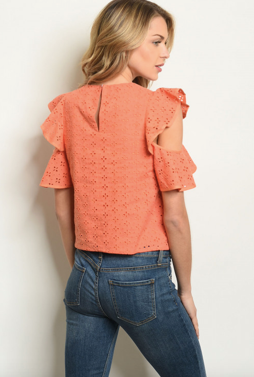 Orange Eyelet Top
