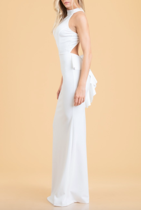 Rosed Rear Dress - White
