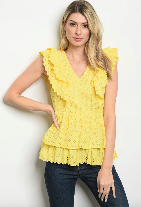 Lemon Eyelet Top