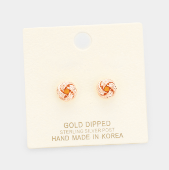 Gold Dipped Knot Earrings - Rose Gold