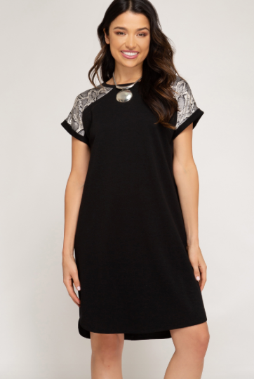 Snake Print Tee Dress