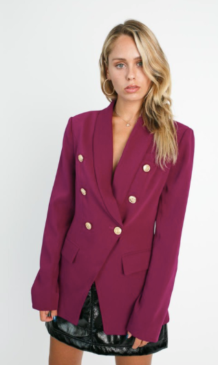 Magenta Double Breasted Blazer