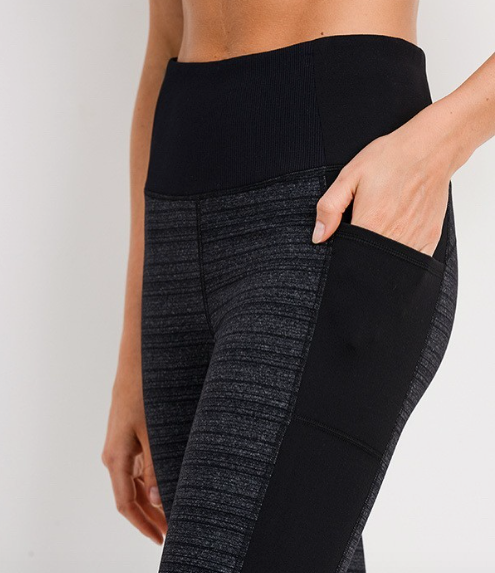 High Waisted Dark Stripe Tummy Control Leggings