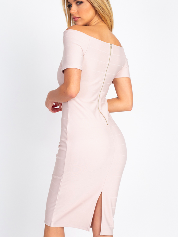 All Blushed Bodycon Midi Dress - FashionFunPop