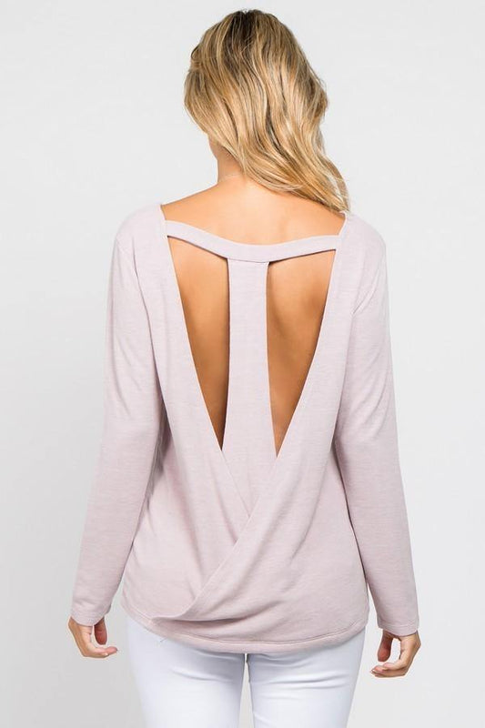 Open Back Casual Top - Dusty Rose - FashionFunPop