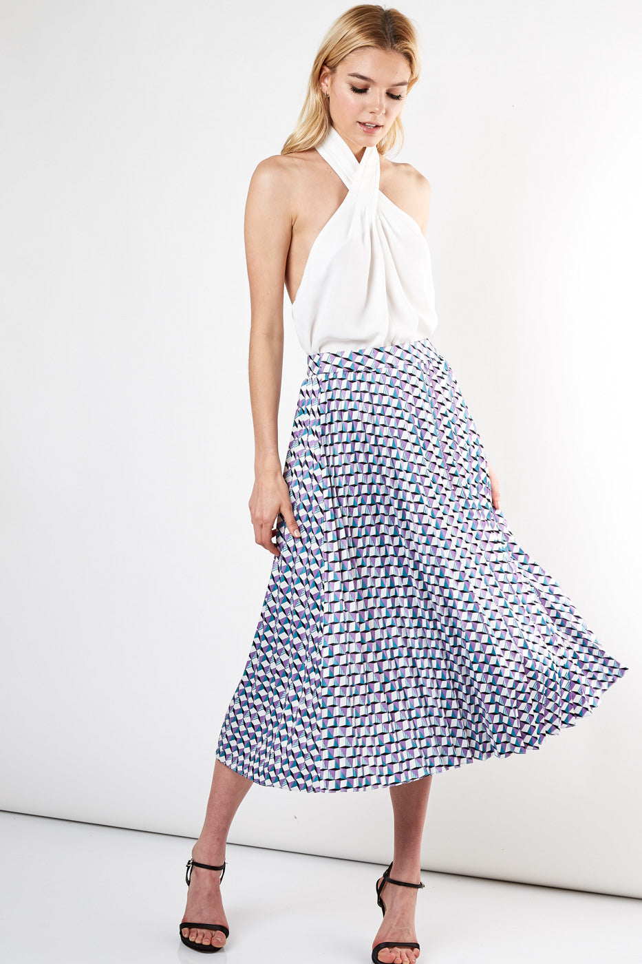 Printed Pleated Skirt