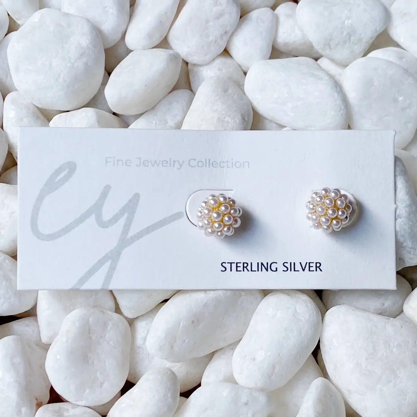 Cluster Pearl Sterling Silver Earrings