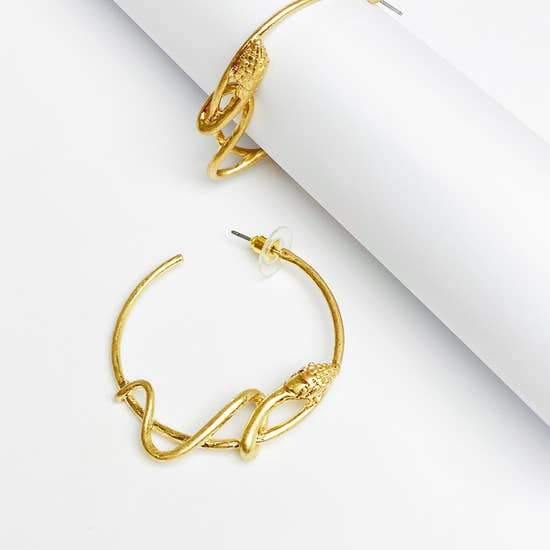 Snake Around Hoop Earrings - FashionFunPop