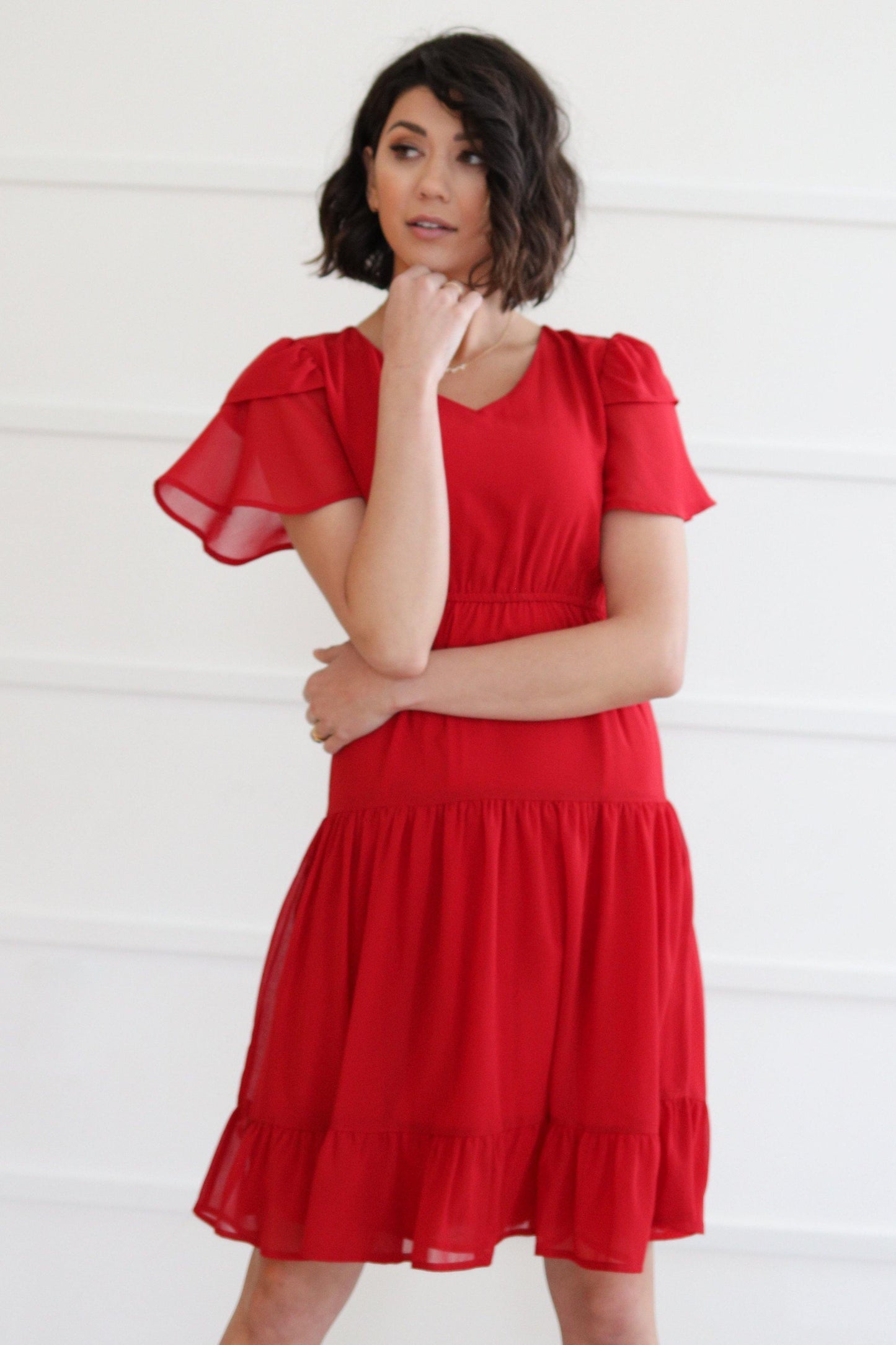 The Amara Dress, Red - FashionFunPop