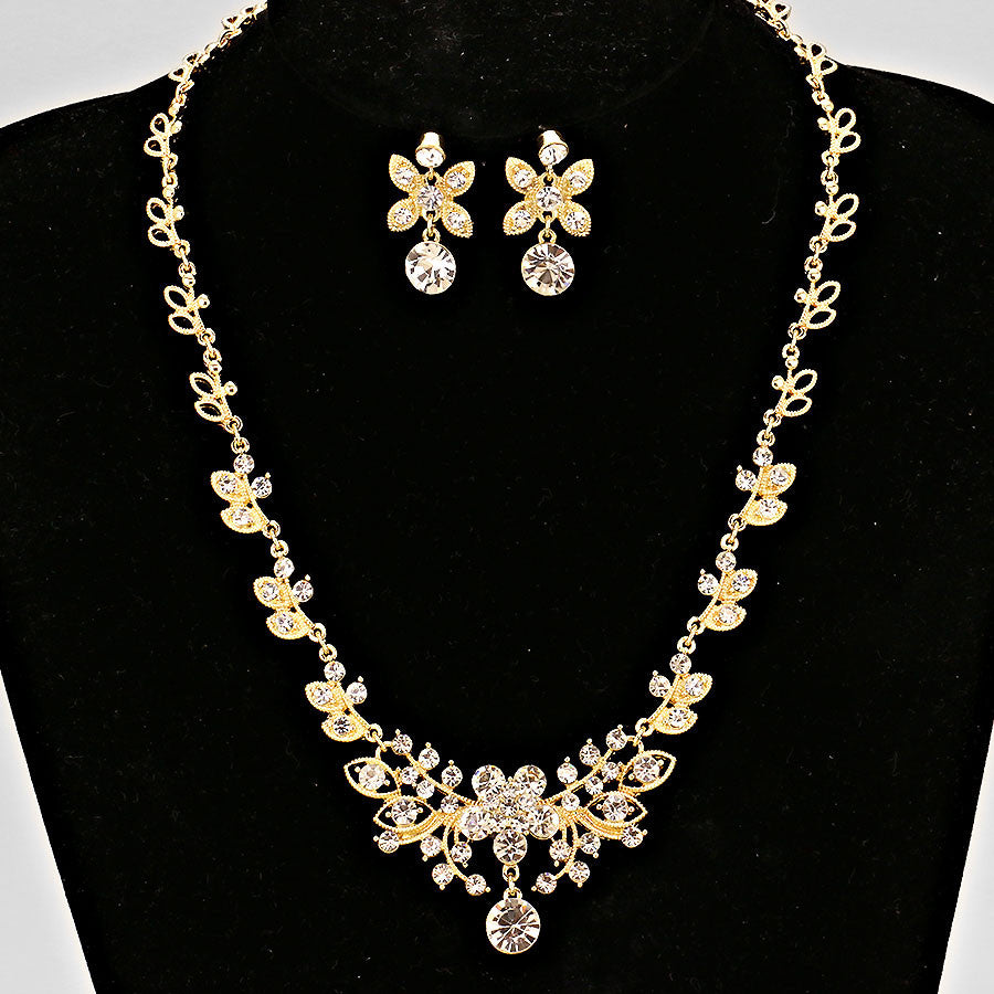 Floral Crystal Necklace - FashionFunPop, Trendy, fashion, plus, skinny, fitted, ripped, dress, dresses, tops, blazers, women, clothing, bathing suits, swimwear, vacation, stylish, jewelry, accessories, handbags, shoes, boutique, shopping, store, clutch, clutches, handbag, blouses, mom, mommy, tee, tees, jeans,   pants, maxi, maxies, rompers, jumpers, sexy, clearance, new, sales, mika rose, she and sky, &, blvd, in style, esley, gilli, blu pepper, earrings, bracelets, bangles, statement, necklaces, scarfs, g