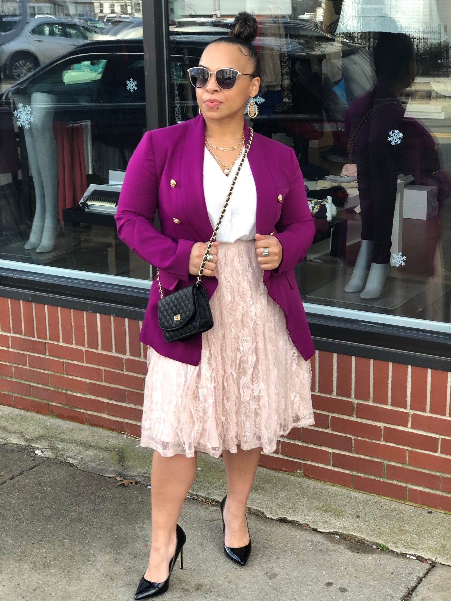 Magenta Double Breasted Blazer