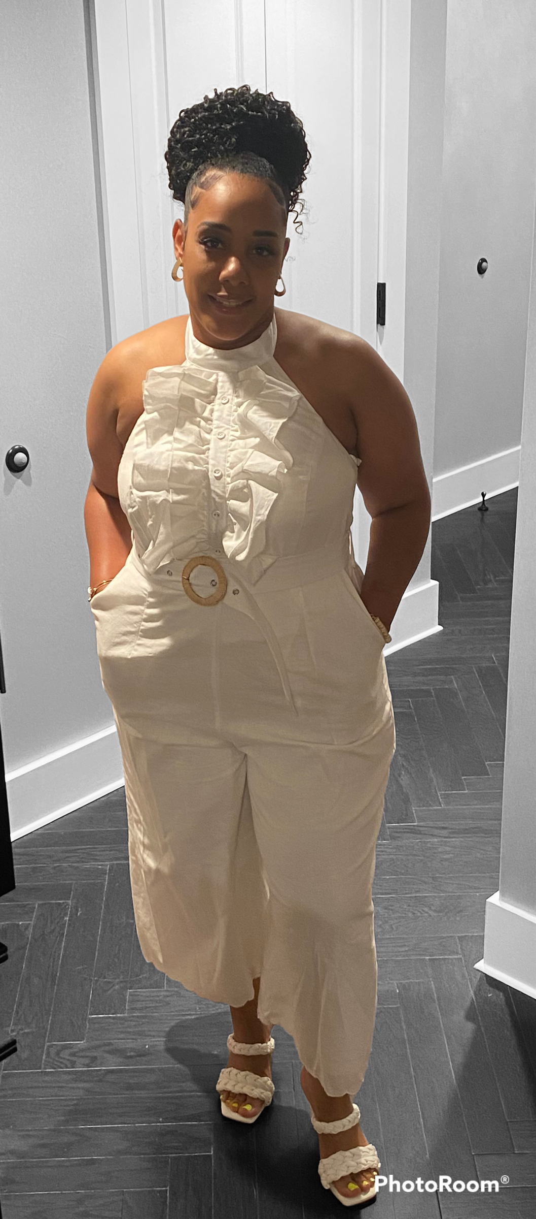All Fluttered White Plus Jumpsuit