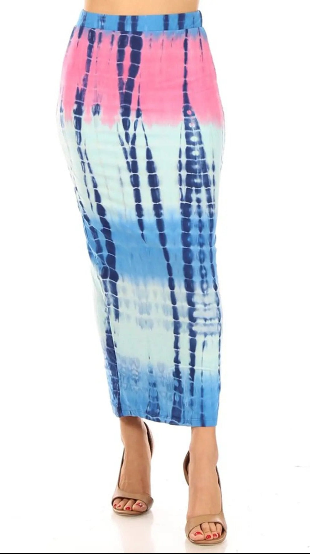 Tie Dye Maxi Skirt, Blue
