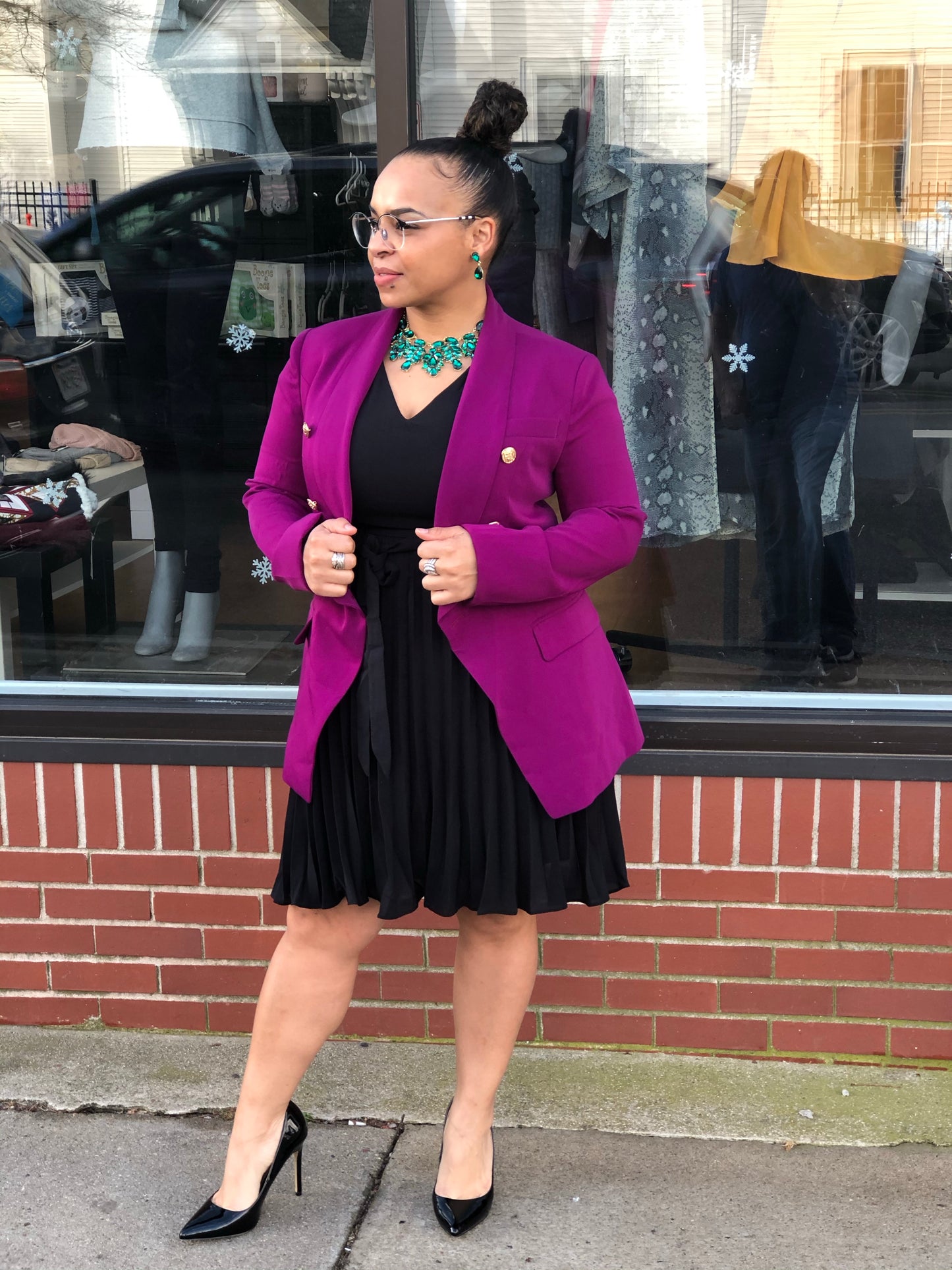 Magenta Double Breasted Blazer