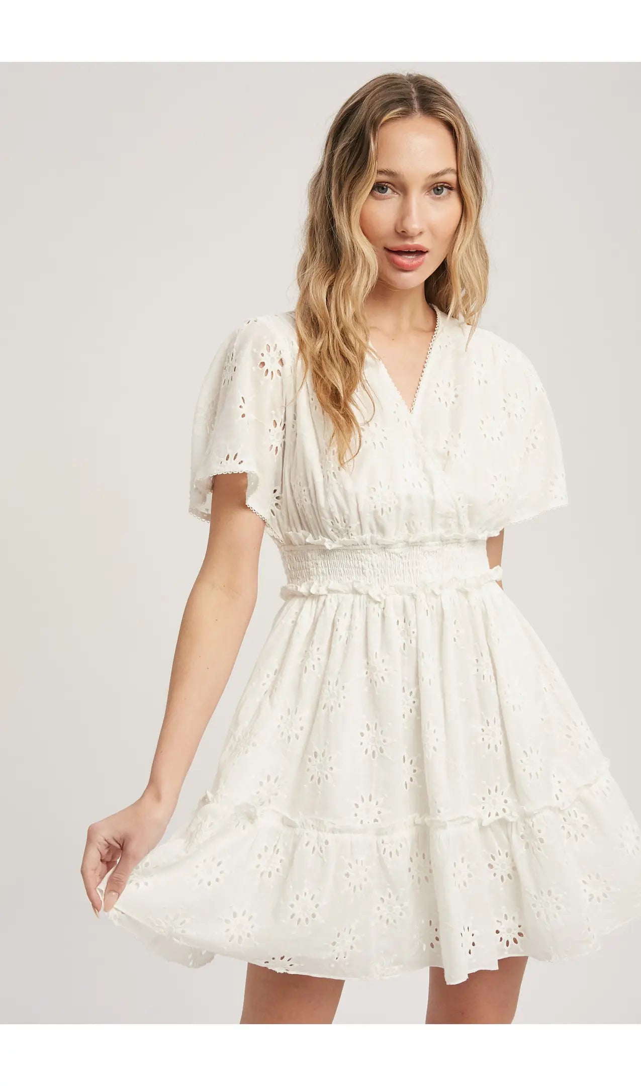 Flirty Flutter White Dress